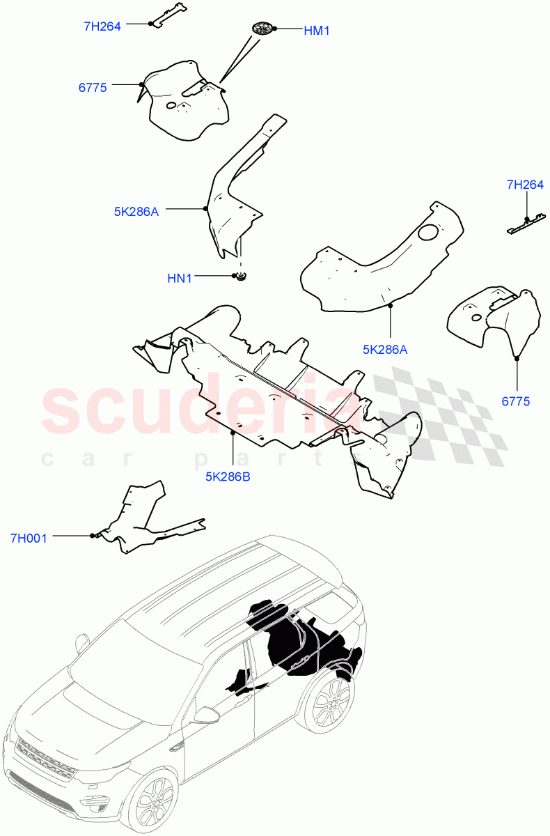 Splash And Heat Shields(Rear, Body)(Changsu (China))((V)FROMFG000001,(V)TOKG446857) of Land Rover Land Rover Discovery Sport (2015+) [1.5 I3 Turbo Petrol AJ20P3]
