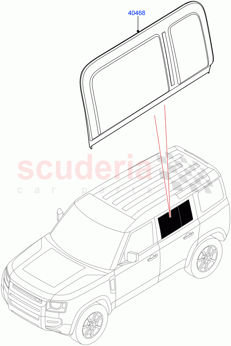 Rear Door Glass And Window Controls(Commercial)(Standard Wheelbase,Version - Commercial)((V)FROMM2000001) of Land Rover Land Rover Defender (2020+) [2.0 Turbo Petrol AJ200P]