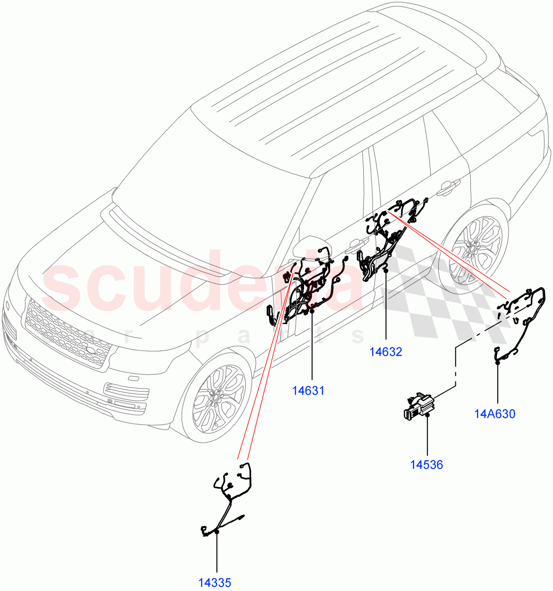 Electrical Wiring - Body And Rear(Front And Rear Doors)((V)FROMKA000001) of Land Rover Land Rover Range Rover (2012-2021) [3.0 Diesel 24V DOHC TC]
