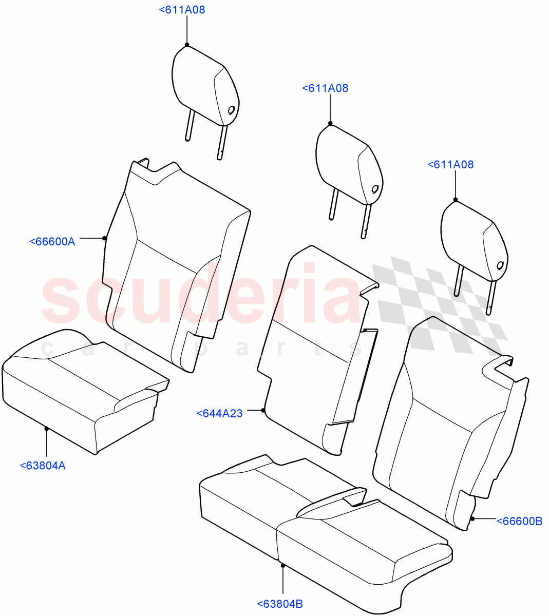 Rear Seat Covers(Nitra Plant Build)(Teleto Twill Technical Textile,60/40 Load Through With Slide)((V)FROMM2000001) of Land Rover Land Rover Discovery 5 (2017+) [3.0 Diesel 24V DOHC TC]