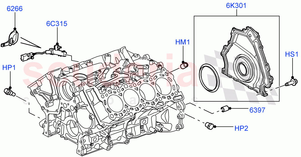 Cylinder Block And Plugs(3.6L V8 32V DOHC EFi Diesel Lion)((V)FROMAA000001) of Land Rover Land Rover Range Rover (2010-2012) [3.6 V8 32V DOHC EFI Diesel]
