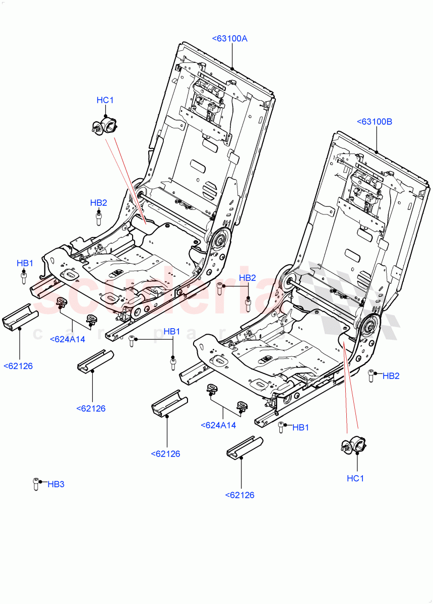 Rear Seat Base(With 40/40 Split Individual Rr Seat)((V)TOHA999999) of Land Rover Land Rover Range Rover (2012-2021) [4.4 DOHC Diesel V8 DITC]