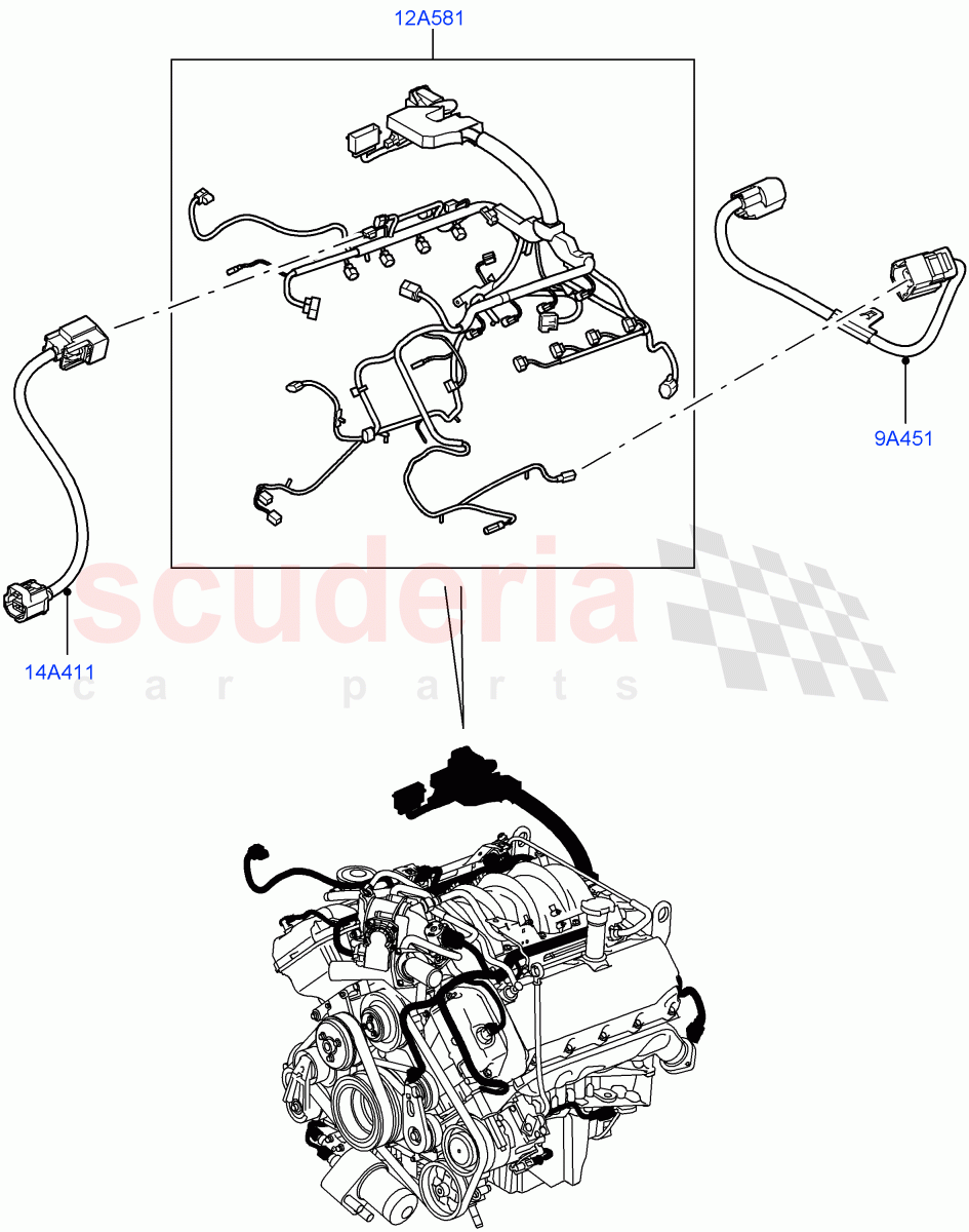 Electrical Wiring - Engine And Dash(Engine)(AJ Petrol 4.4 V8 EFI (220KW))((V)TO9A999999) of Land Rover Land Rover Range Rover Sport (2005-2009) [4.4 AJ Petrol V8]