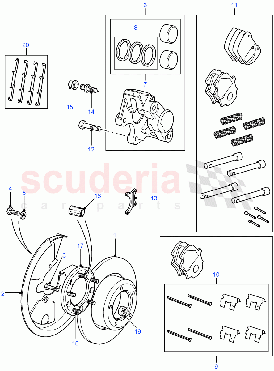 Rear Brake Discs And Calipers(4 Wheel Anti-Lock Braking System)((V)FROM7A000001) of Land Rover Land Rover Defender (2007-2016)