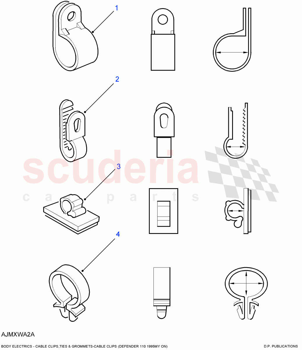 Cable Clips((V)FROM7A000001) of Land Rover Land Rover Defender (2007-2016)