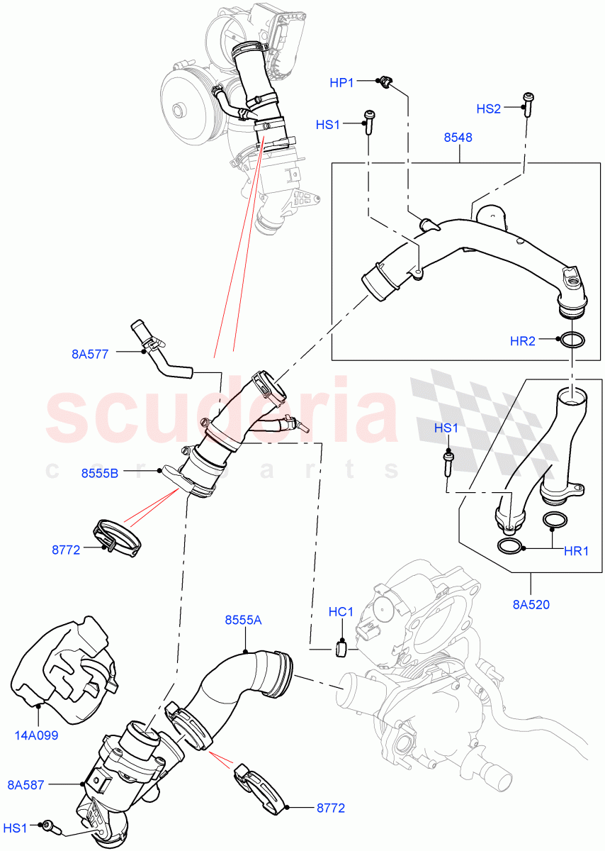 Thermostat/Housing & Related Parts(5.0L P AJ133 DOHC CDA S/C Enhanced)((V)FROMJA000001) of Land Rover Land Rover Range Rover Sport (2014+) [5.0 OHC SGDI SC V8 Petrol]