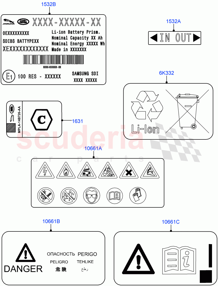 Labels(Traction Battery)(2.0L AJ200P Hi PHEV)((V)FROMJA000001) of Land Rover Land Rover Range Rover (2012-2021) [2.0 Turbo Petrol AJ200P]