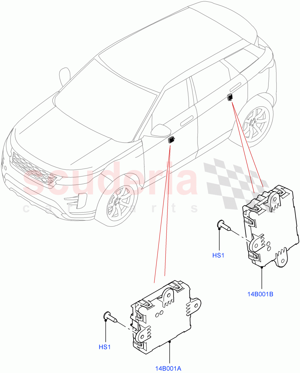Vehicle Modules And Sensors(Door)(Halewood (UK)) of Land Rover Land Rover Range Rover Evoque (2019+) [2.0 Turbo Diesel AJ21D4]