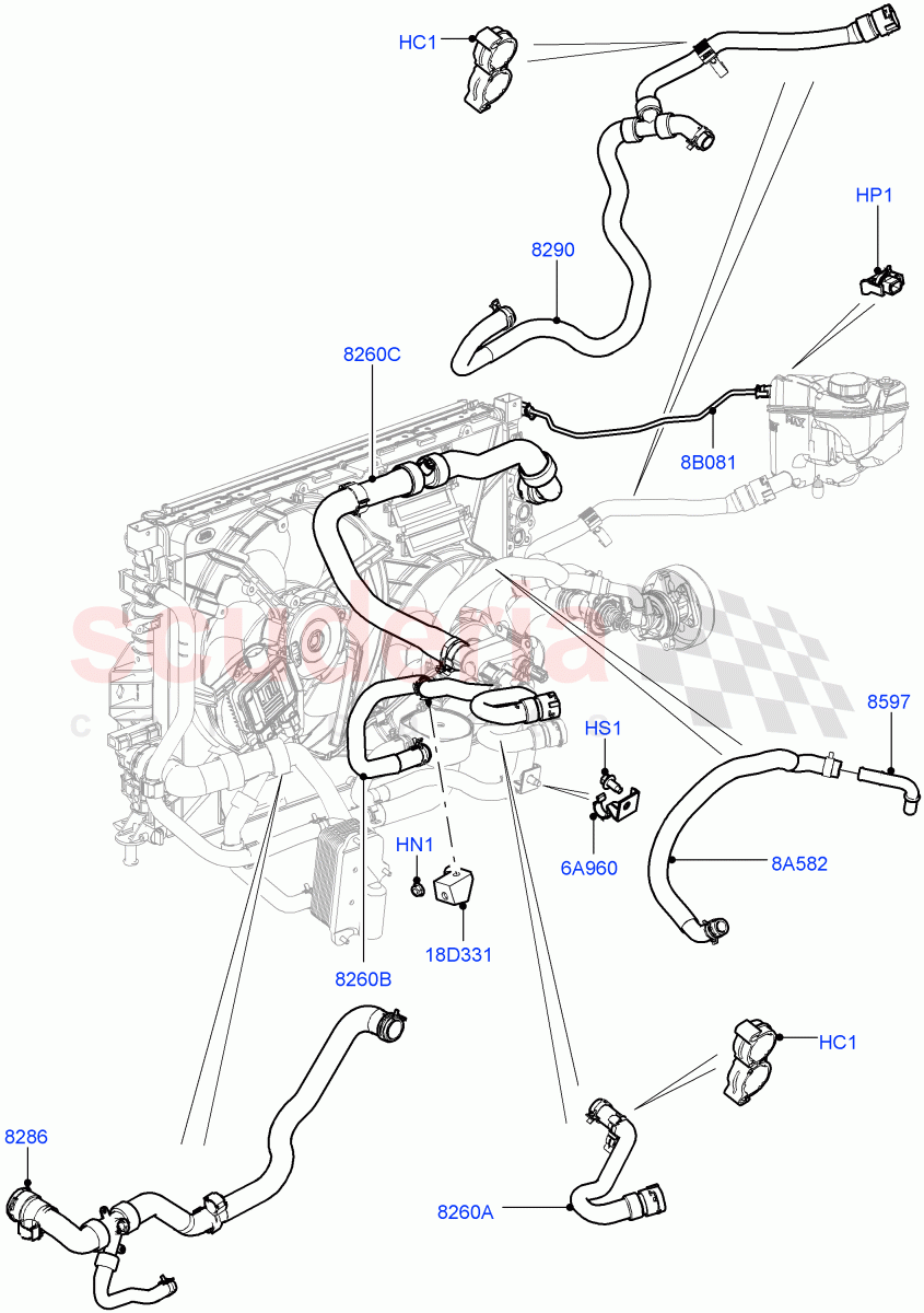 Cooling System Pipes And Hoses(2.0L 16V TIVCT T/C 240PS Petrol,Changsu (China))((V)FROMEG000001) of Land Rover Land Rover Range Rover Evoque (2012-2018) [2.0 Turbo Petrol GTDI]