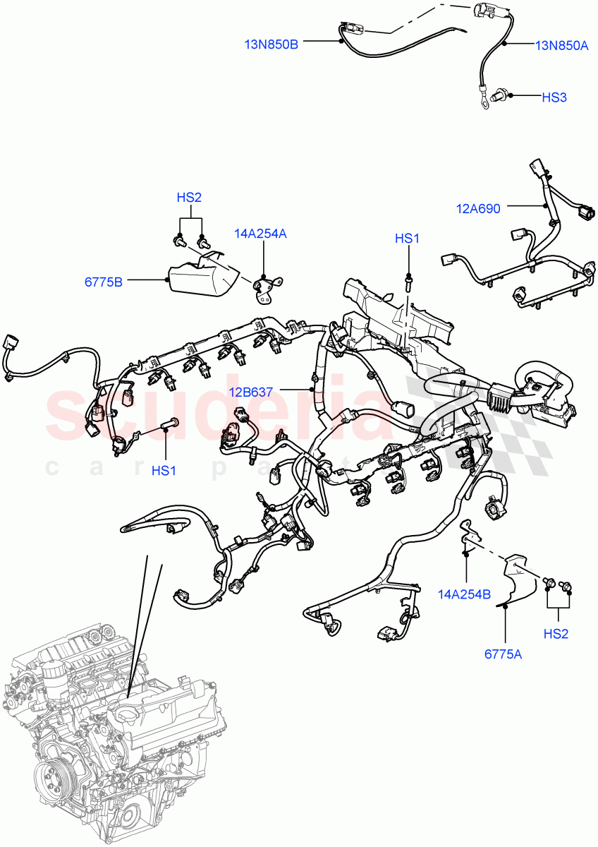 Electrical Wiring - Engine And Dash(Engine)(5.0L OHC SGDI NA V8 Petrol - AJ133)((V)FROMAA000001) of Land Rover Land Rover Range Rover Sport (2010-2013) [5.0 OHC SGDI NA V8 Petrol]