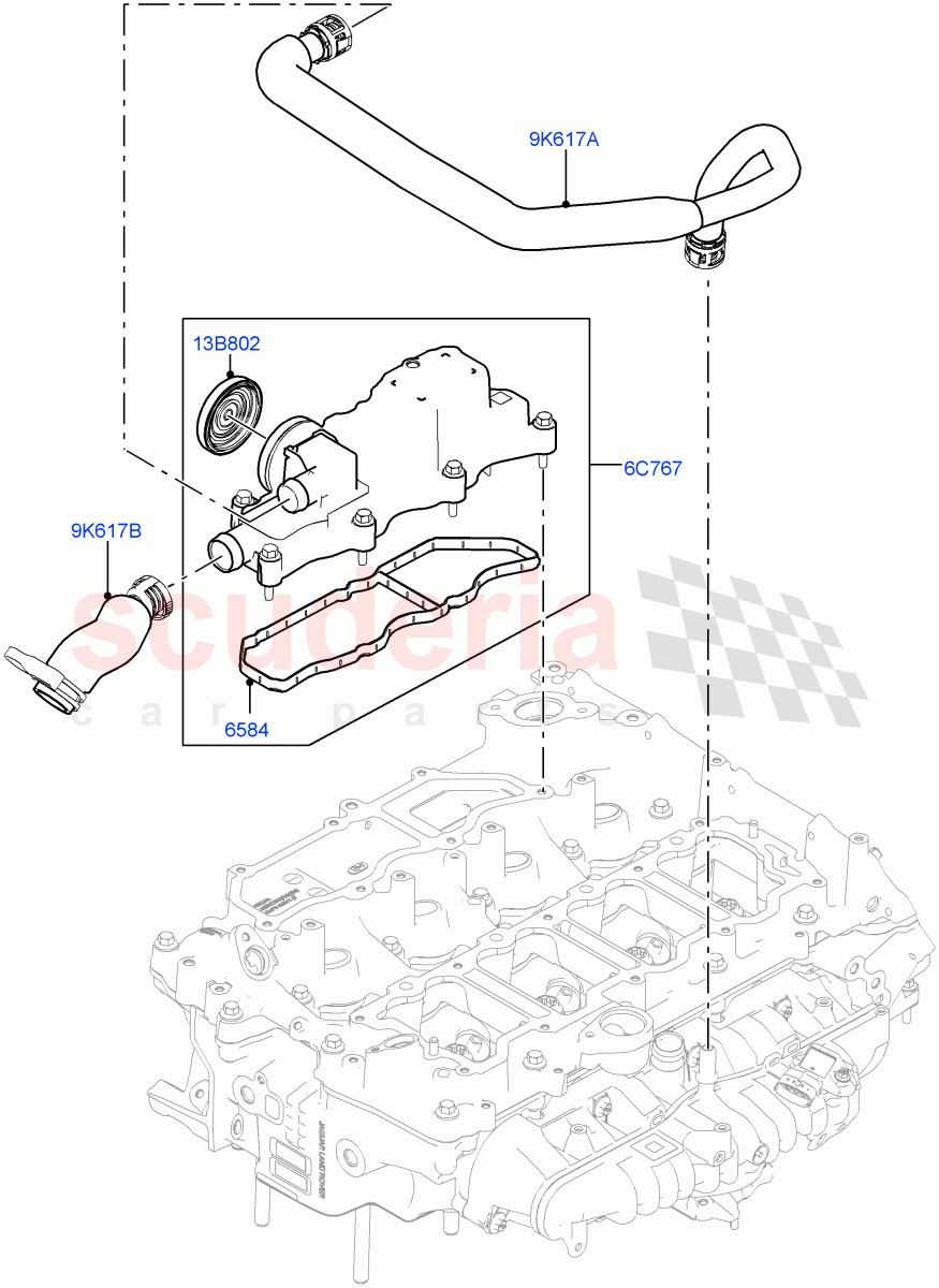 Emission Control - Crankcase(Nitra Plant Build)(2.0L I4 High DOHC AJ200 Petrol,2.0L AJ200P Hi PHEV)((V)FROMK2000001) of Land Rover Land Rover Defender (2020+) [2.0 Turbo Petrol AJ200P]