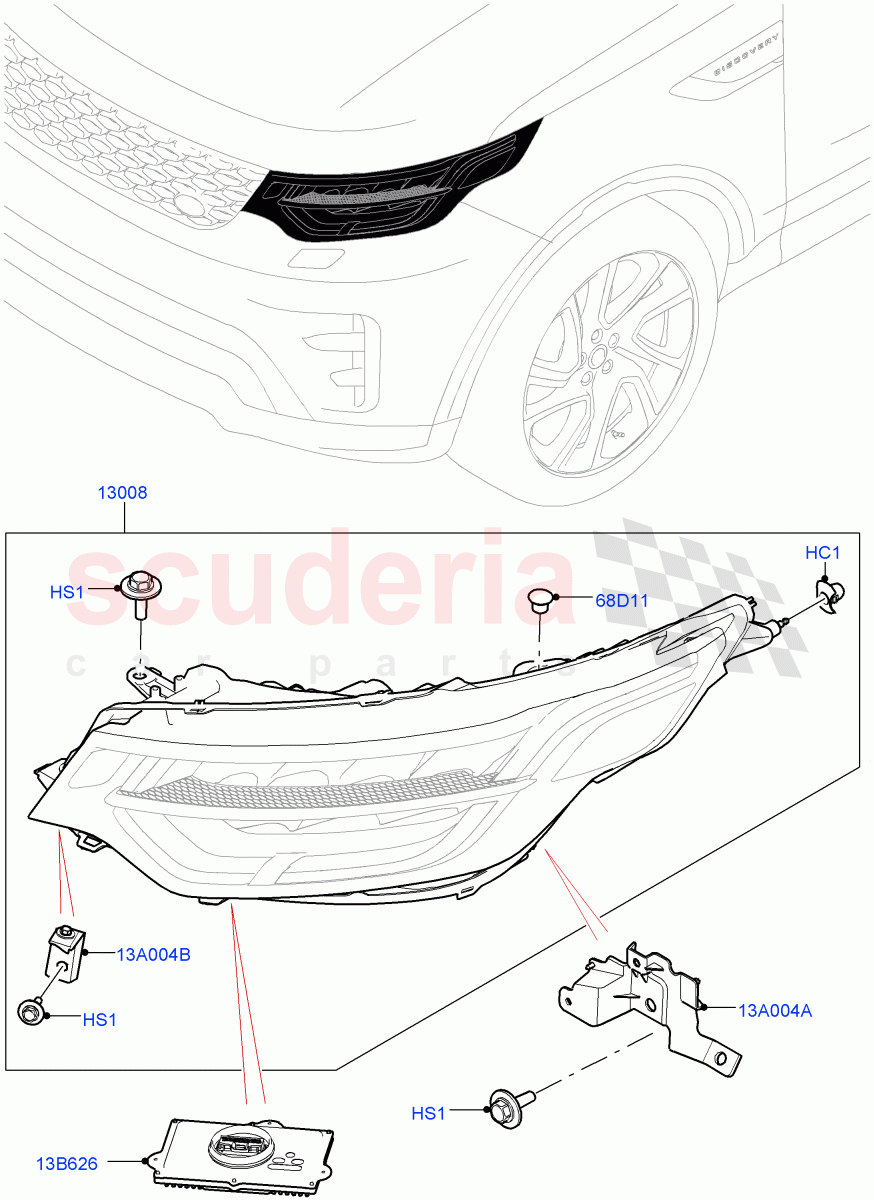 Headlamps And Front Flasher Lamps(Nitra Plant Build)(LED Headlamps,Adaptive Led Headlamps,Headlamps - LED Matrix,Headlamps - LED Premium)((V)FROMK2000001) of Land Rover Land Rover Discovery 5 (2017+) [3.0 DOHC GDI SC V6 Petrol]