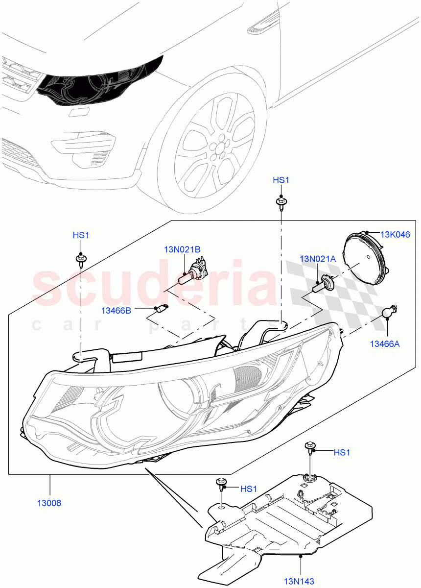 Headlamps And Front Flasher Lamps(Changsu (China),With Halogen Headlamp)((V)FROMFG000001) of Land Rover Land Rover Discovery Sport (2015+) [1.5 I3 Turbo Petrol AJ20P3]