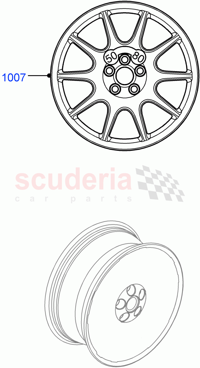 Spare Wheel(Nitra Plant Build)(With Mini Alloy Spare Wheel,With Mini Aluminium Spare Wheel)((V)FROMK2000001) of Land Rover Land Rover Discovery 5 (2017+) [3.0 I6 Turbo Diesel AJ20D6]