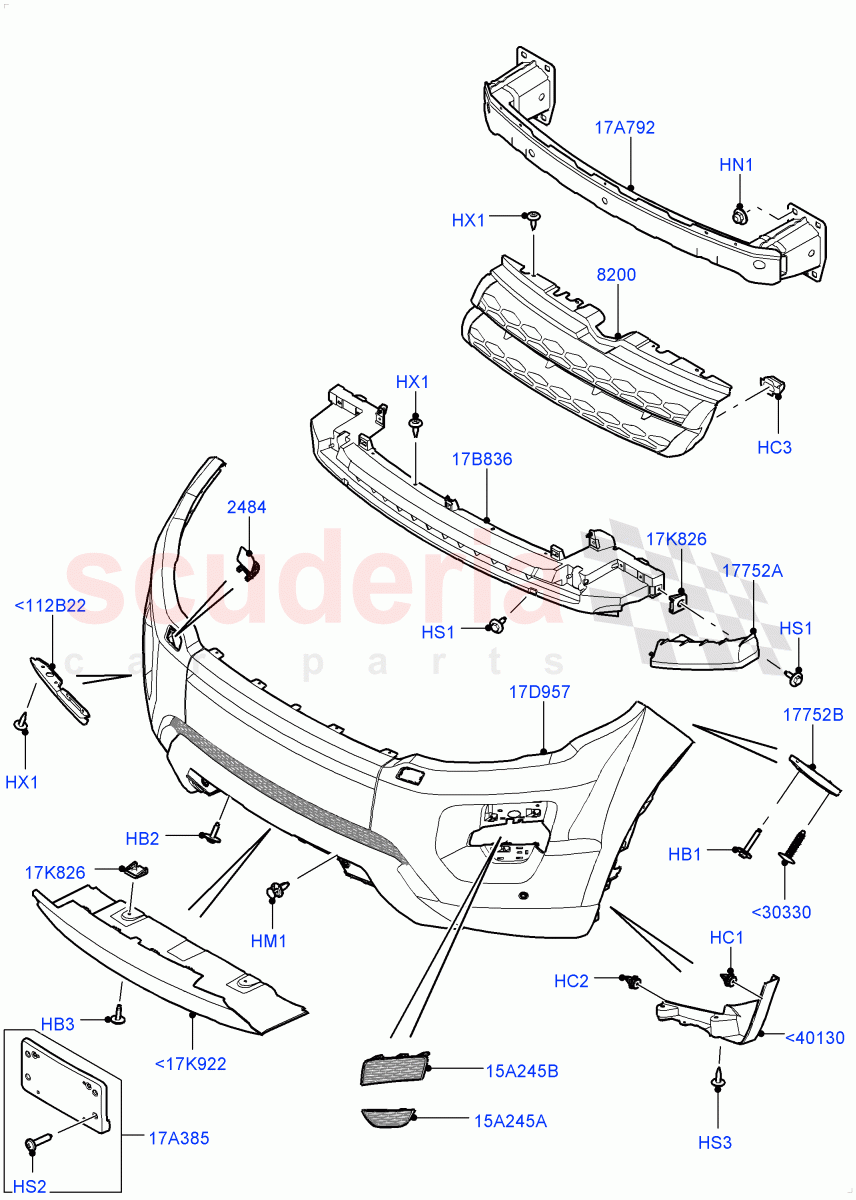 Radiator Grille And Front Bumper(Changsu (China),Sport/Dynamic)((V)FROMEG000001,(V)TOGG134737) of Land Rover Land Rover Range Rover Evoque (2012-2018) [2.2 Single Turbo Diesel]