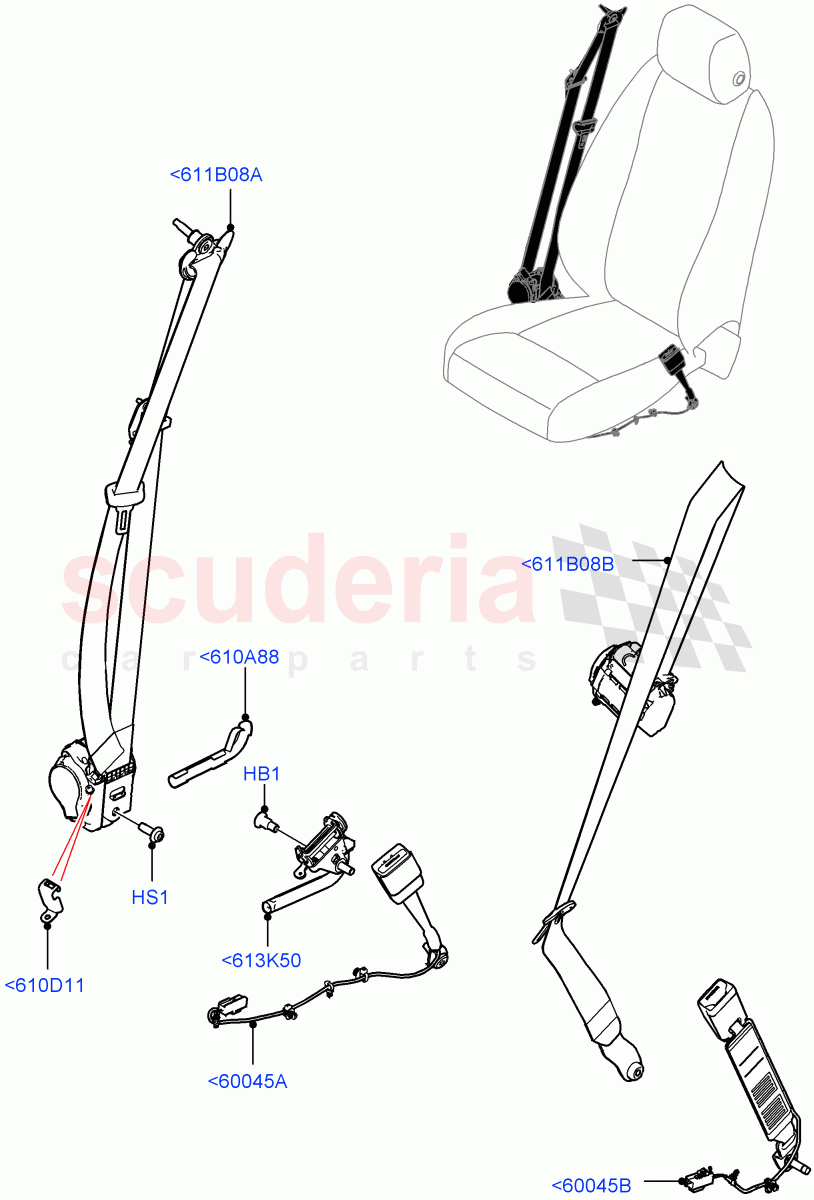 Front Seat Belts(Standard Wheelbase) of Land Rover Land Rover Defender (2020+) [5.0 OHC SGDI SC V8 Petrol]