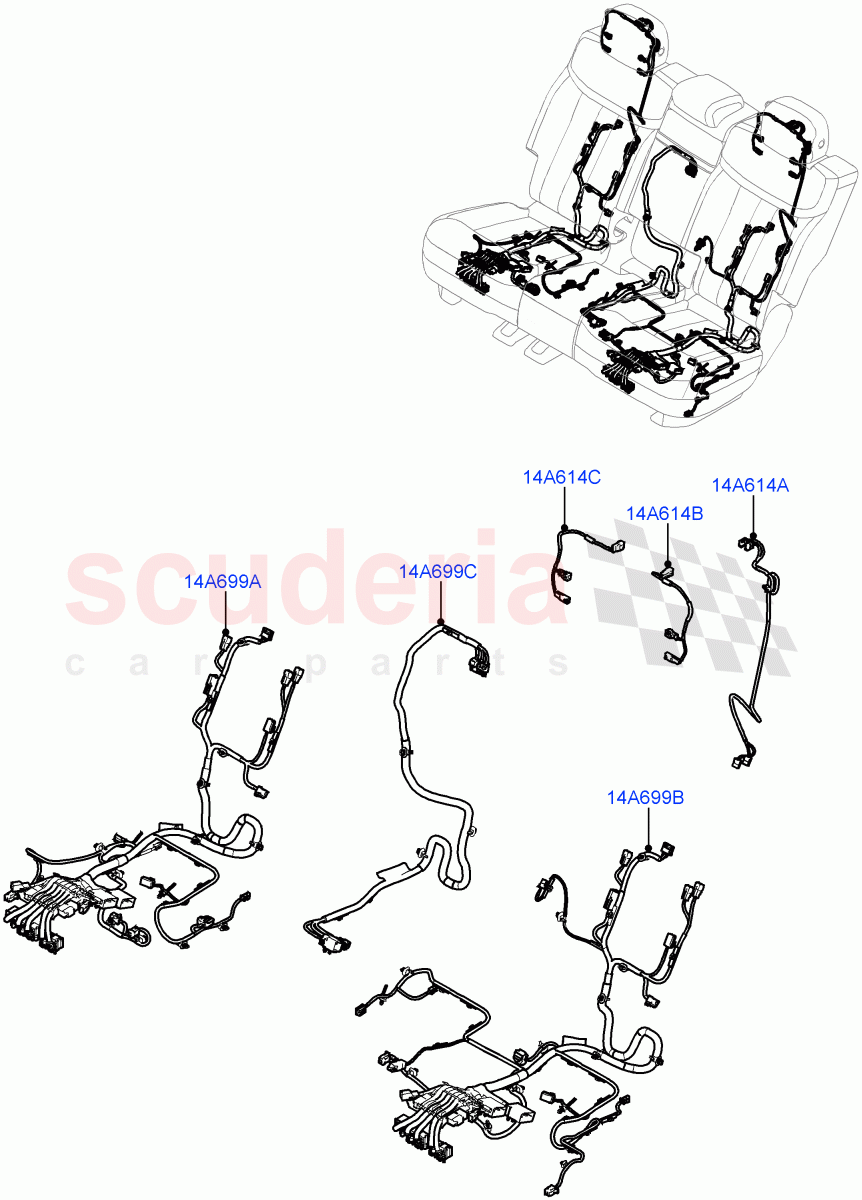 Wiring - Seats(2nd Row, 60/40 Split Bench Seat, Rear Seats)(60/40 Load Through With Slide,With 60/40 Power Fold Thru Rr Seat) of Land Rover Land Rover Range Rover (2022+) [3.0 I6 Turbo Diesel AJ20D6]