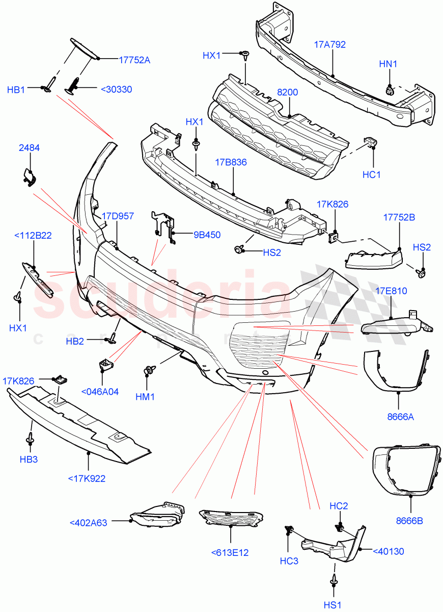 Radiator Grille And Front Bumper(Itatiaia (Brazil))((V)FROMGT000001) of Land Rover Land Rover Range Rover Evoque (2012-2018) [2.2 Single Turbo Diesel]