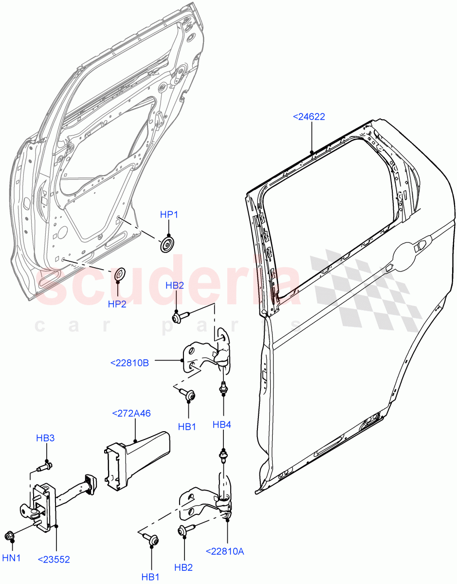 Rear Doors, Hinges & Weatherstrips(Door And Fixings)(Halewood (UK)) of Land Rover Land Rover Discovery Sport (2015+) [1.5 I3 Turbo Petrol AJ20P3]