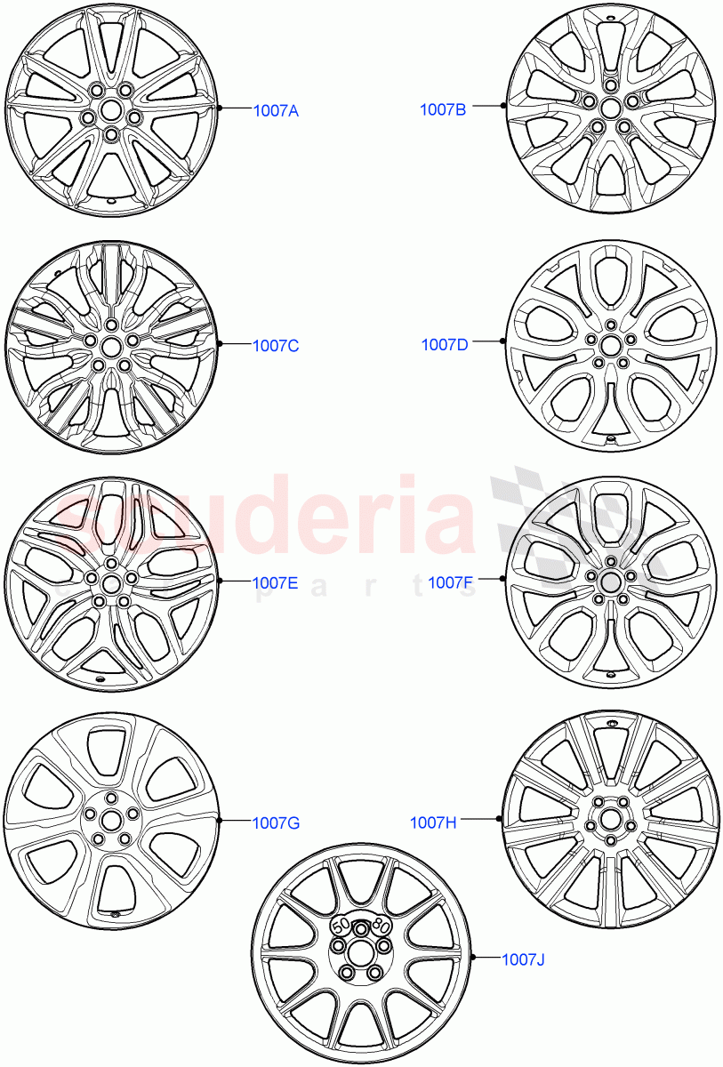 Spare Wheel(With Mini Aluminium Spare Wheel,With Mini Alloy Spare Wheel,Spare Wheel - Conventional Alloy) of Land Rover Land Rover Range Rover Sport (2014+) [2.0 Turbo Petrol AJ200P]