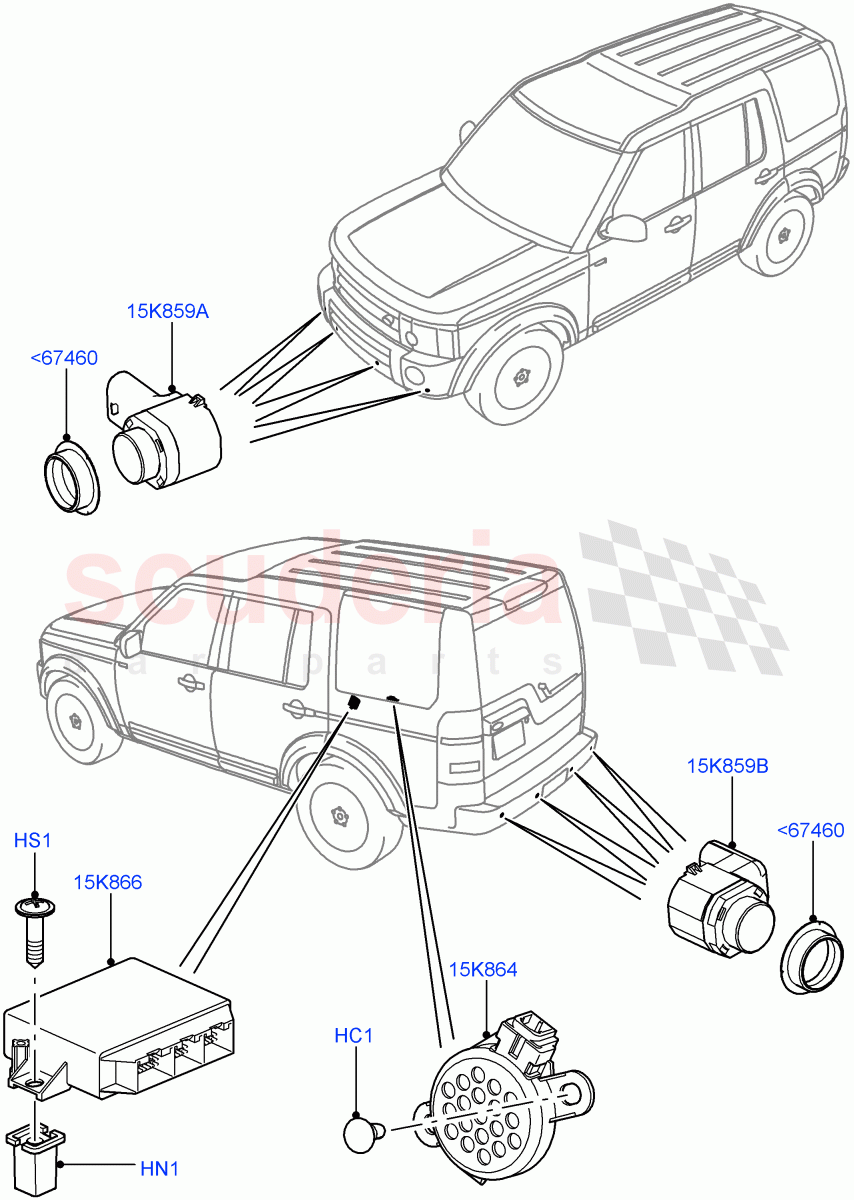 Parking Distance Control(With Rear Parking Aid)((V)FROMAA000001,(V)TODA999999) of Land Rover Land Rover Discovery 4 (2010-2016) [4.0 Petrol V6]