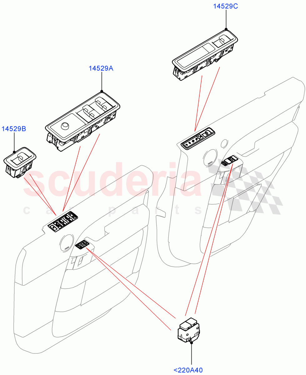 Switches(Front And Rear Doors)((V)FROMJA000001) of Land Rover Land Rover Range Rover (2012-2021) [3.0 I6 Turbo Diesel AJ20D6]