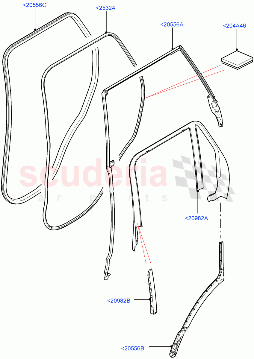 Rear Doors, Hinges & Weatherstrips(Finisher And Seals) of Land Rover Land Rover Range Rover (2012-2021) [3.0 Diesel 24V DOHC TC]