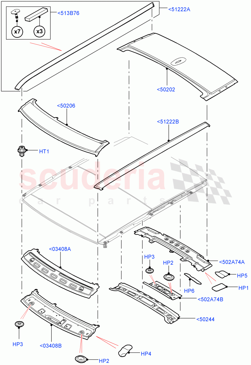 Roof - Sheet Metal(With Roof Conversion-Panorama Power,With Roof Conversion-Panorama Roof) of Land Rover Land Rover Range Rover (2012-2021) [3.0 DOHC GDI SC V6 Petrol]
