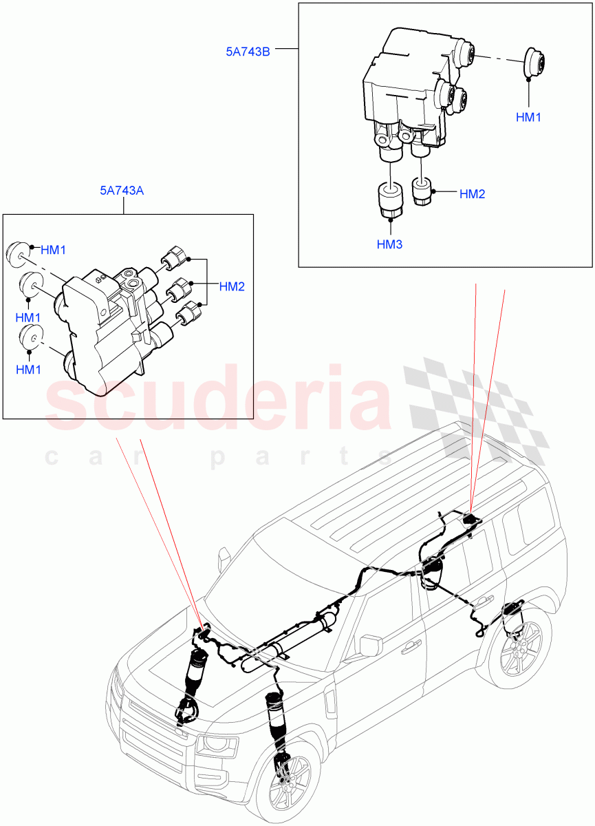 Air Suspension Compressor And Lines(Valve Assembly)(With Four Corner Air Suspension) of Land Rover Land Rover Defender (2020+) [2.0 Turbo Diesel]