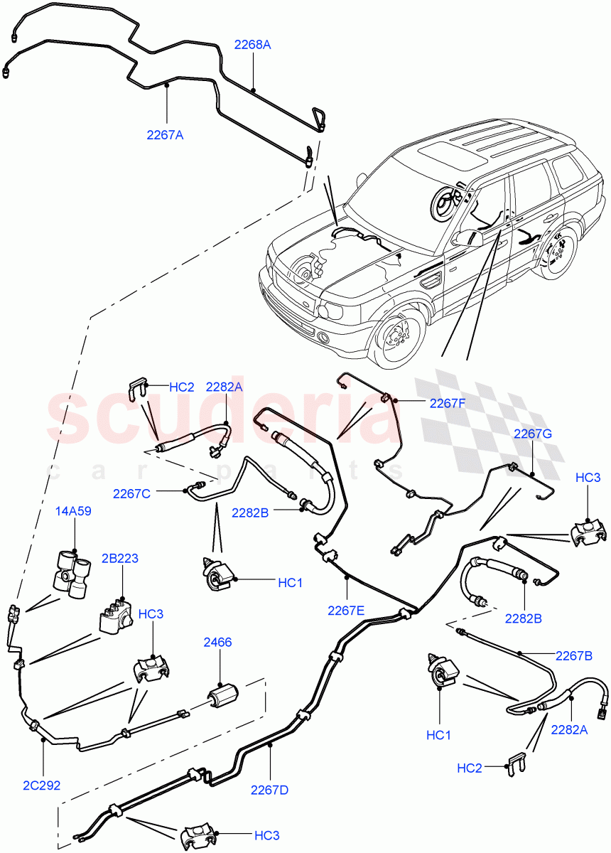 Rear Brake Pipes((V)TO9A999999) of Land Rover Land Rover Range Rover Sport (2005-2009) [2.7 Diesel V6]