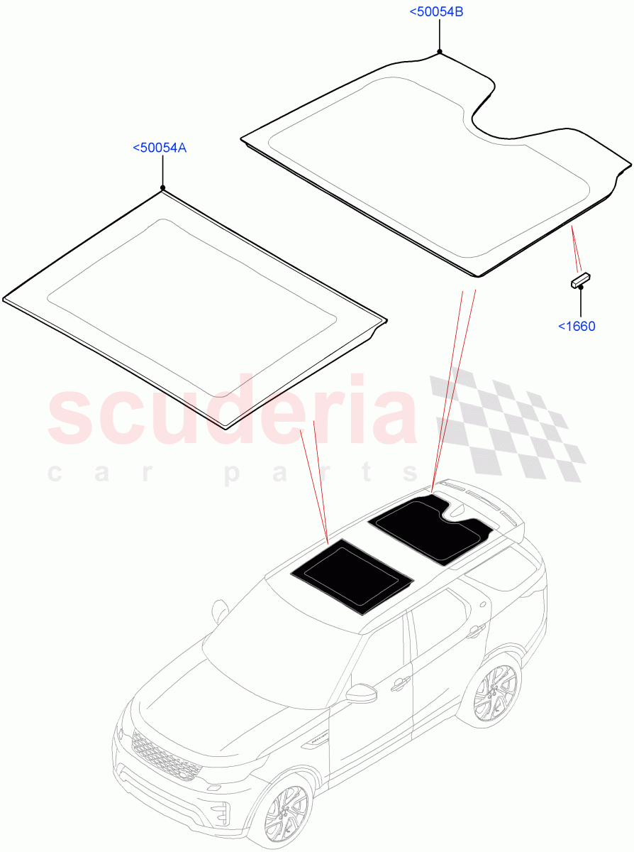 Sliding Roof Panel(Nitra Plant Build)(Roof Conv-Power Open Front/Rear Pan)((V)FROMK2000001) of Land Rover Land Rover Discovery 5 (2017+) [3.0 Diesel 24V DOHC TC]