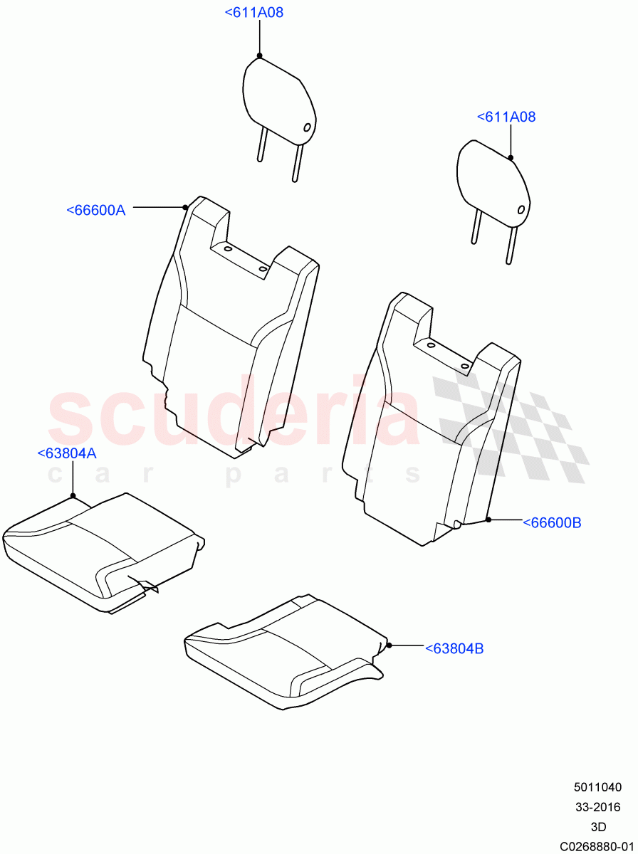 Rear Seat Covers(Solihull Plant Build, Row 3)(Grained Cloth,Version - Core,With 7 Seat Configuration)((V)FROMHA000001) of Land Rover Land Rover Discovery 5 (2017+) [2.0 Turbo Petrol AJ200P]
