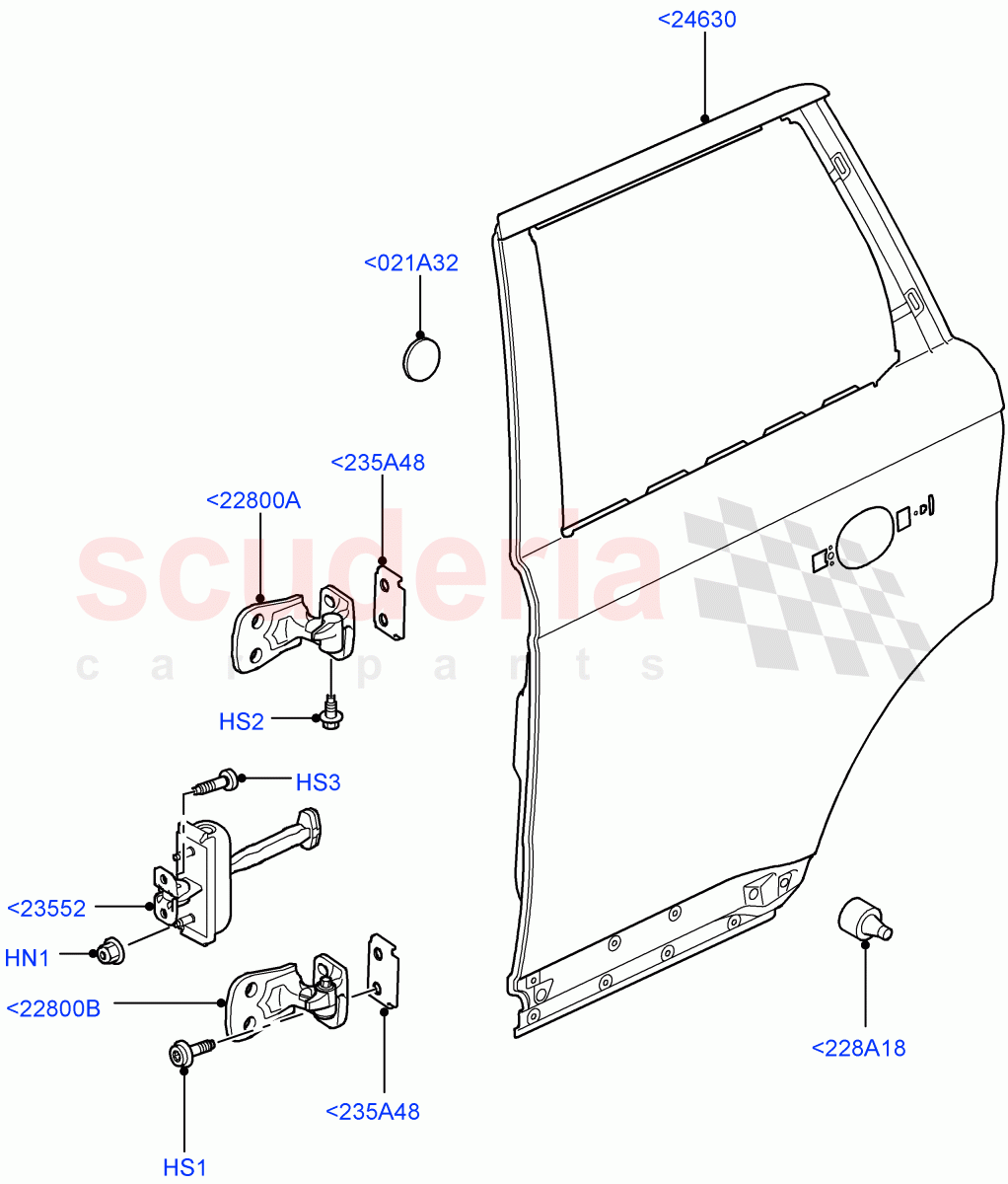 Rear Doors, Hinges & Weatherstrips(Door And Fixings)((V)FROMAA000001) of Land Rover Land Rover Range Rover Sport (2010-2013) [3.0 Diesel 24V DOHC TC]