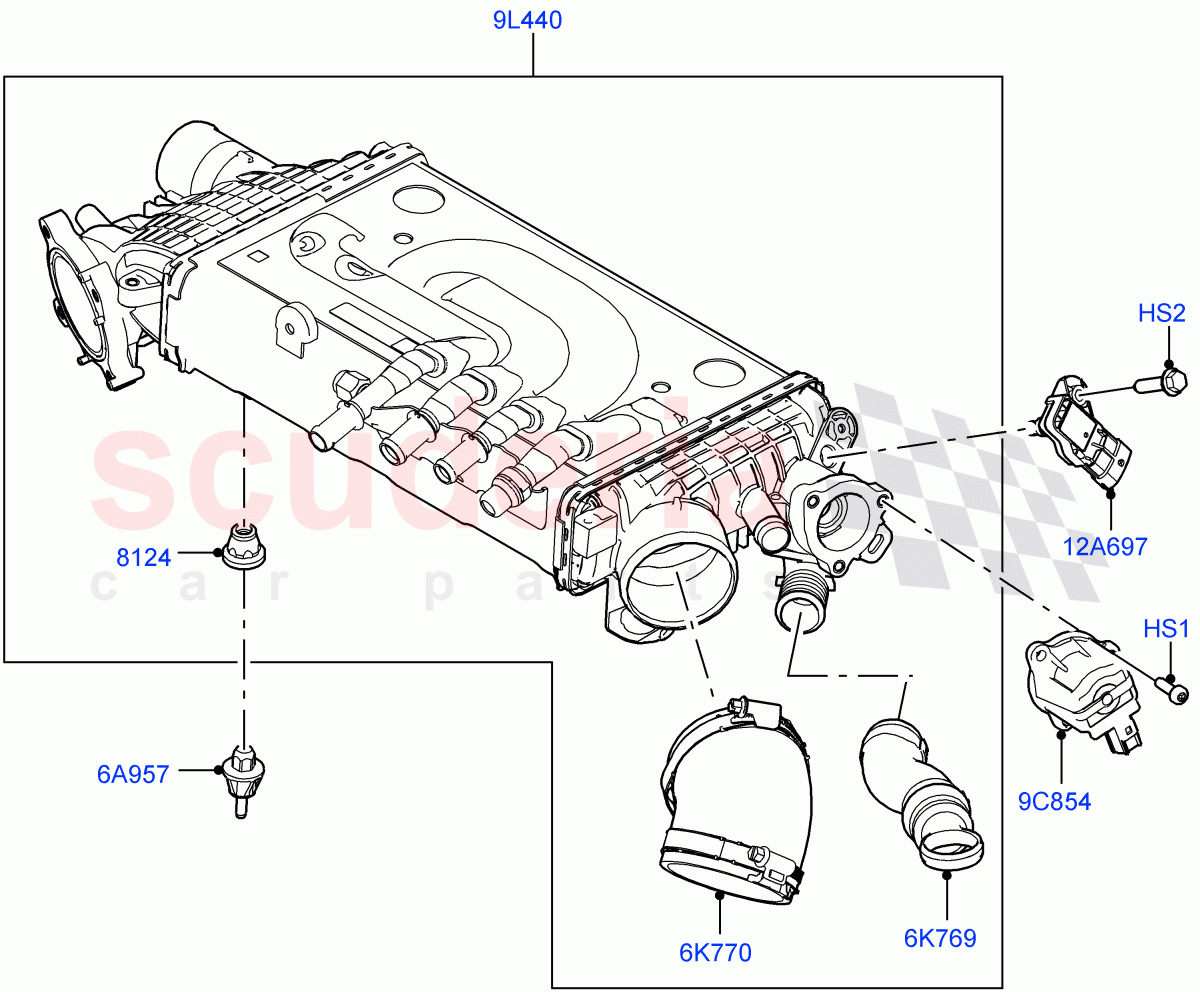 Intercooler/Air Ducts And Hoses(Nitra Plant Build)(3.0L AJ20P6 Petrol High)((V)TOL2999999) of Land Rover Land Rover Defender (2020+) [3.0 I6 Turbo Petrol AJ20P6]