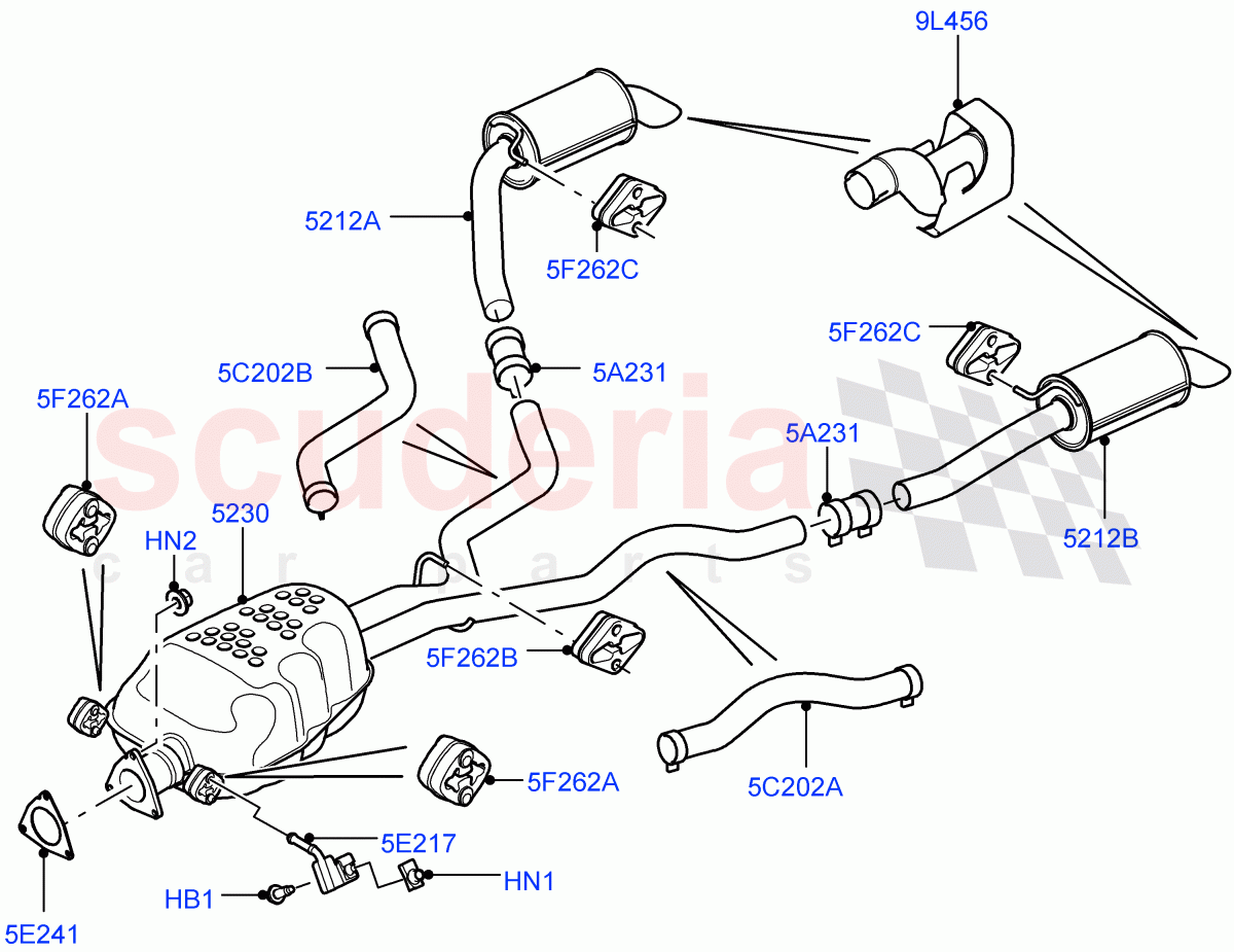 Rear Exhaust System(3.0 V6 Diesel,Euro Stage 4 Emissions)((V)FROMAA000001) of Land Rover Land Rover Discovery 4 (2010-2016) [3.0 Diesel 24V DOHC TC]
