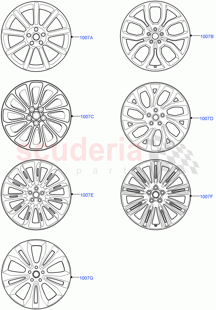 Wheels(Version - Core,Less Version Package,Limited Package) of Land Rover Land Rover Range Rover (2012-2021) [5.0 OHC SGDI NA V8 Petrol]