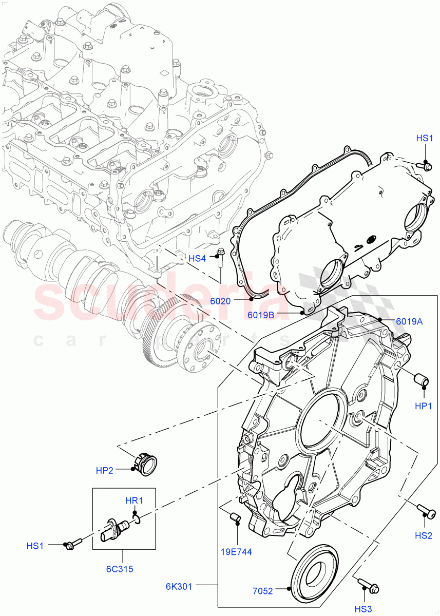 Timing Gear Covers(2.0L I4 High DOHC AJ200 Petrol,Changsu (China),2.0L I4 Mid DOHC AJ200 Petrol) of Land Rover Land Rover Discovery Sport (2015+) [2.0 Turbo Petrol AJ200P]