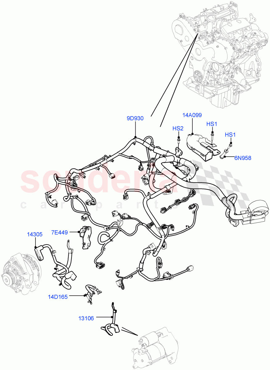 Electrical Wiring - Engine And Dash(3.0 V6 D Gen2 Twin Turbo)((V)FROMFA000001) of Land Rover Land Rover Range Rover (2012-2021) [3.0 DOHC GDI SC V6 Petrol]