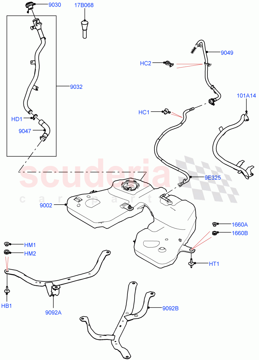 Fuel Tank & Related Parts(3.0L AJ20D6 Diesel High) of Land Rover Land Rover Range Rover (2022+) [3.0 I6 Turbo Diesel AJ20D6]