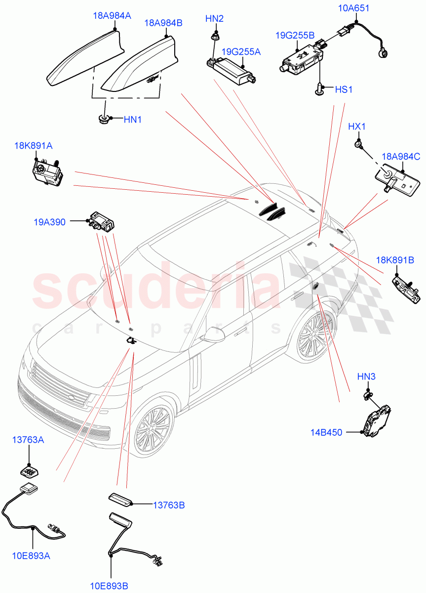 Aerial of Land Rover Land Rover Range Rover (2022+) [4.4 V8 Turbo Petrol NC10]