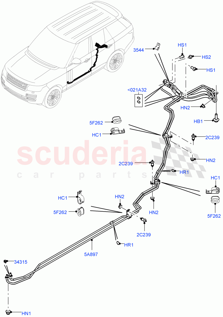 Active Anti-Roll Bar System(Rear, ARC Pipes)(Electronic Air Suspension With ACE)((V)FROMKA000001) of Land Rover Land Rover Range Rover (2012-2021) [3.0 I6 Turbo Diesel AJ20D6]