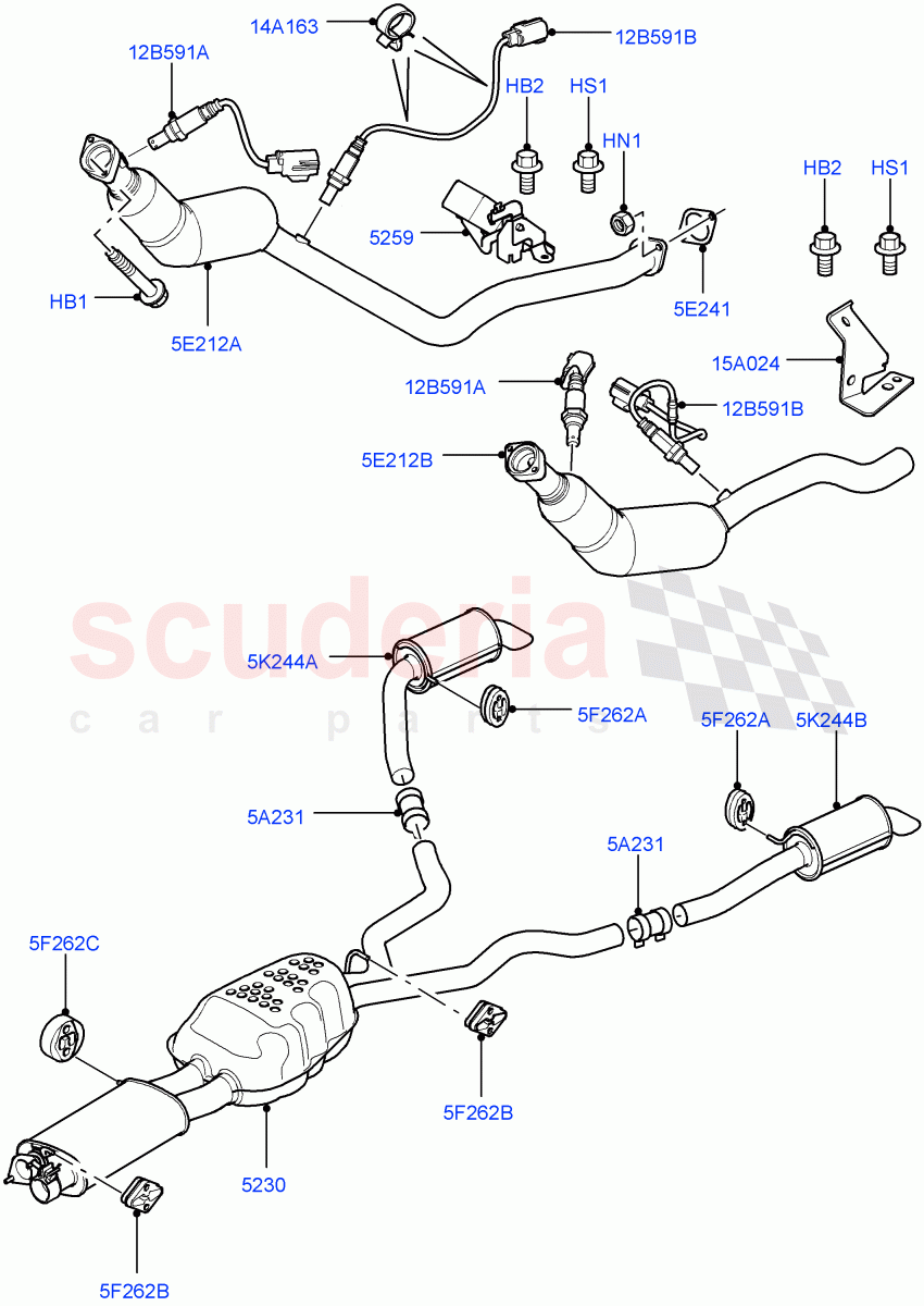 Exhaust System(AJ Petrol 4.4 V8 EFI (220KW)) of Land Rover Land Rover Range Rover Sport (2005-2009) [4.4 AJ Petrol V8]