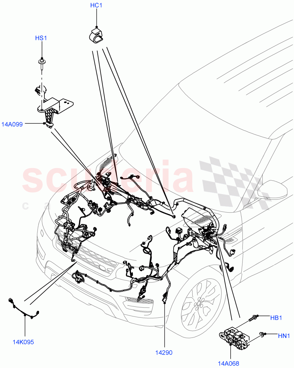 Electrical Wiring - Engine And Dash(Engine Compartment)((V)FROMFA000001,(V)TOGA999999) of Land Rover Land Rover Range Rover Sport (2014+) [3.0 I6 Turbo Diesel AJ20D6]