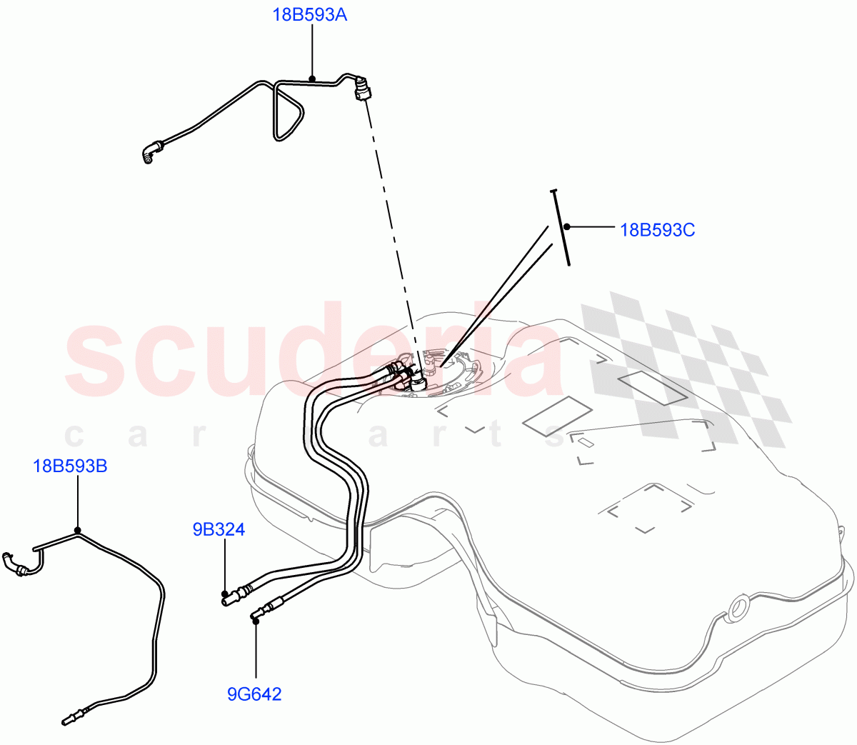 Fuel Lines(Rear)(2.2L CR DI 16V Diesel) of Land Rover Land Rover Discovery Sport (2015+) [2.2 Single Turbo Diesel]