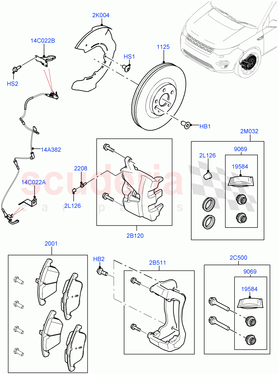 Front Brake Discs And Calipers(Itatiaia (Brazil),Disc And Caliper Size-Frt 18/RR 16,Disc And Caliper Size-Frt 18/RR 17,Front Disc And Caliper Size 18)((V)FROMJT000001) of Land Rover Land Rover Discovery Sport (2015+) [2.0 Turbo Diesel]