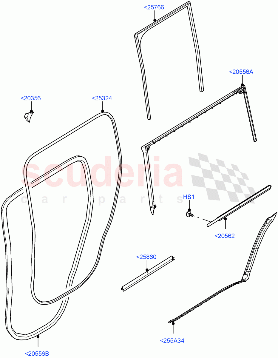 Rear Doors, Hinges & Weatherstrips(Weatherstrips And Seals)(Standard Wheelbase) of Land Rover Land Rover Defender (2020+) [3.0 I6 Turbo Petrol AJ20P6]