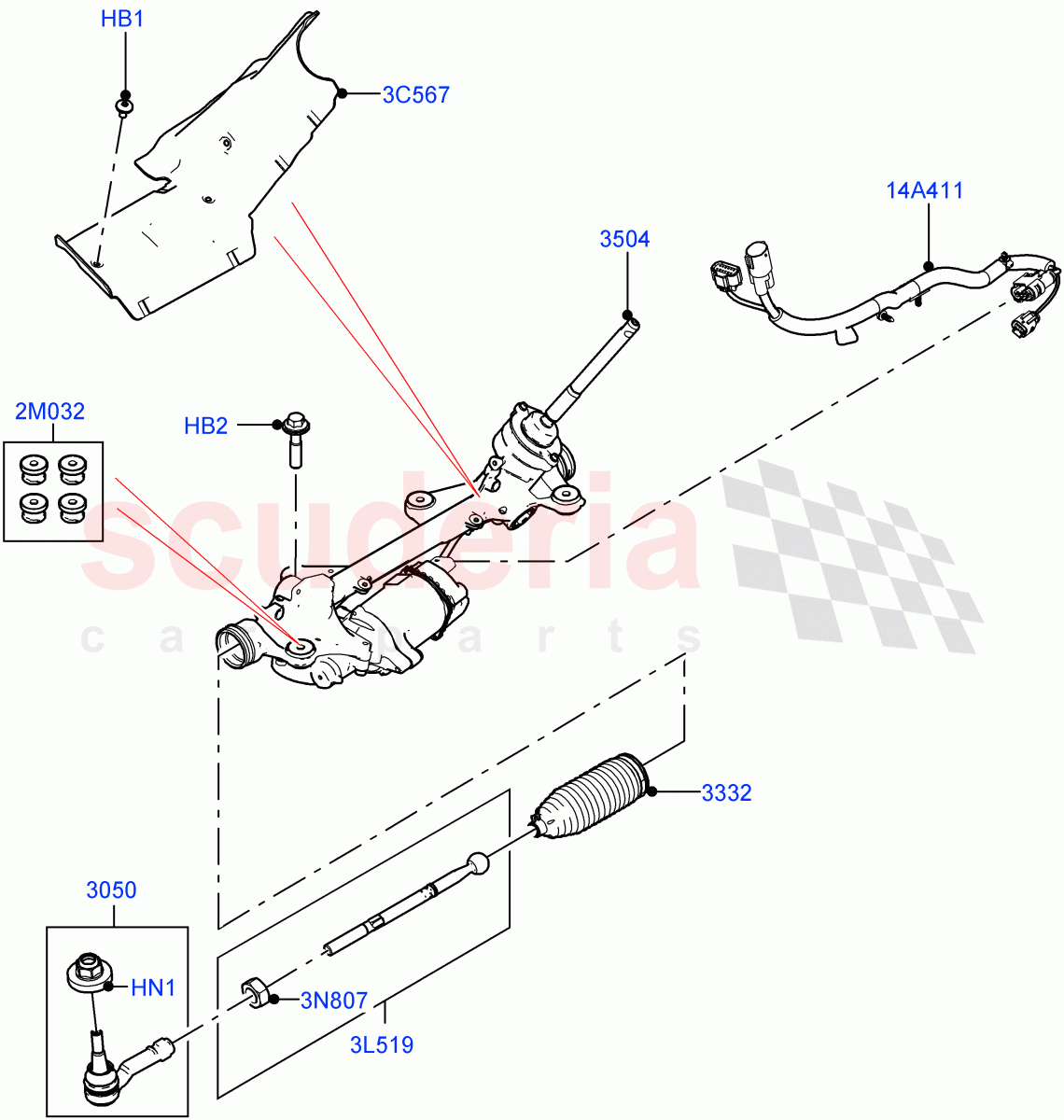 Steering Gear(Halewood (UK))((V)FROMLH000001) of Land Rover Land Rover Discovery Sport (2015+) [1.5 I3 Turbo Petrol AJ20P3]