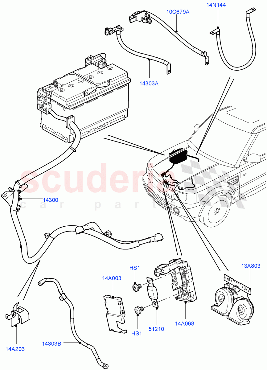 Battery Cables And Horn((V)FROMAA000001) of Land Rover Land Rover Range Rover Sport (2010-2013) [5.0 OHC SGDI SC V8 Petrol]
