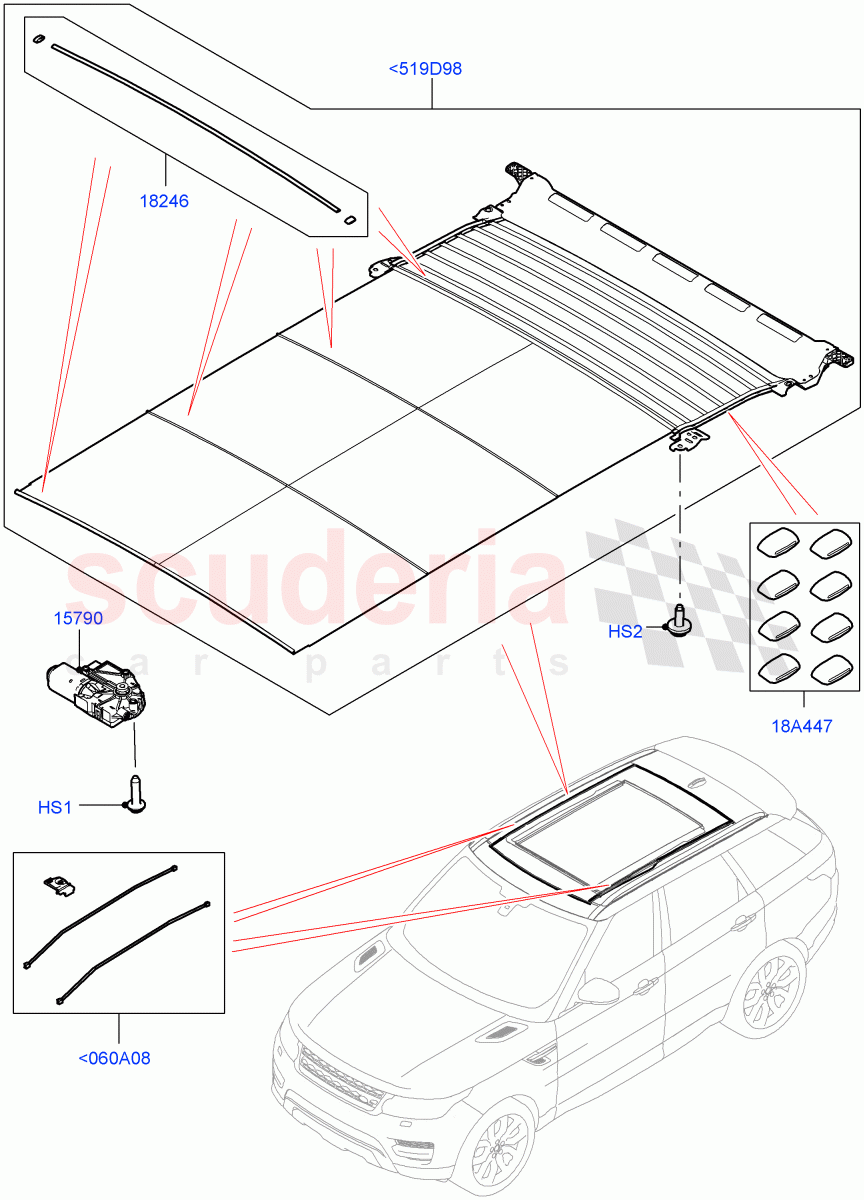 Sliding Roof Mechanism And Controls(Sun Blinds)(With Roof Conversion-Panorama Roof)((V)FROMFA000001) of Land Rover Land Rover Range Rover Sport (2014+) [4.4 DOHC Diesel V8 DITC]