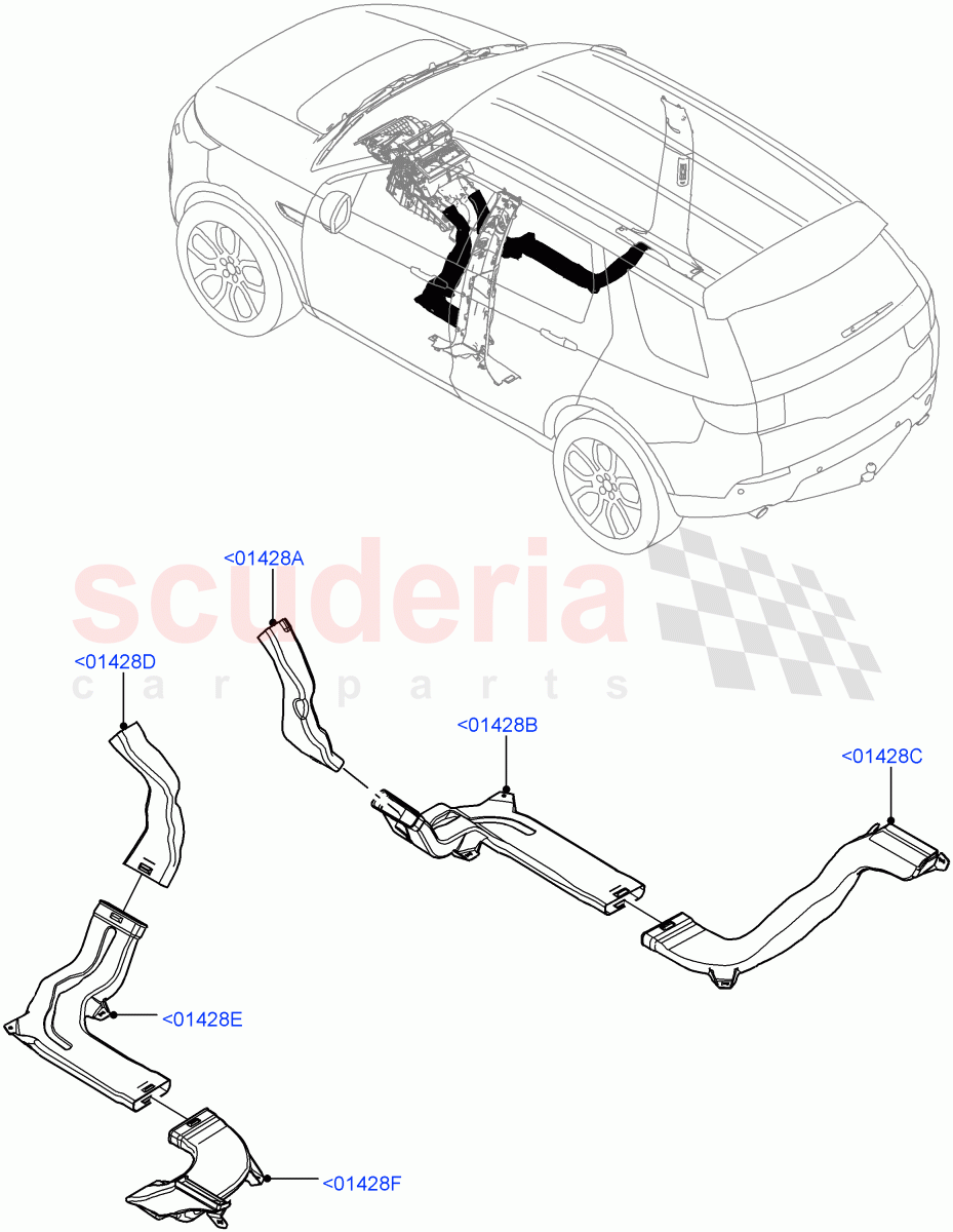 Air Vents, Louvres And Ducts(Internal Components)(Itatiaia (Brazil),With Rear Duct / B-Pillar)((V)FROMGT000001) of Land Rover Land Rover Discovery Sport (2015+) [2.0 Turbo Petrol AJ200P]